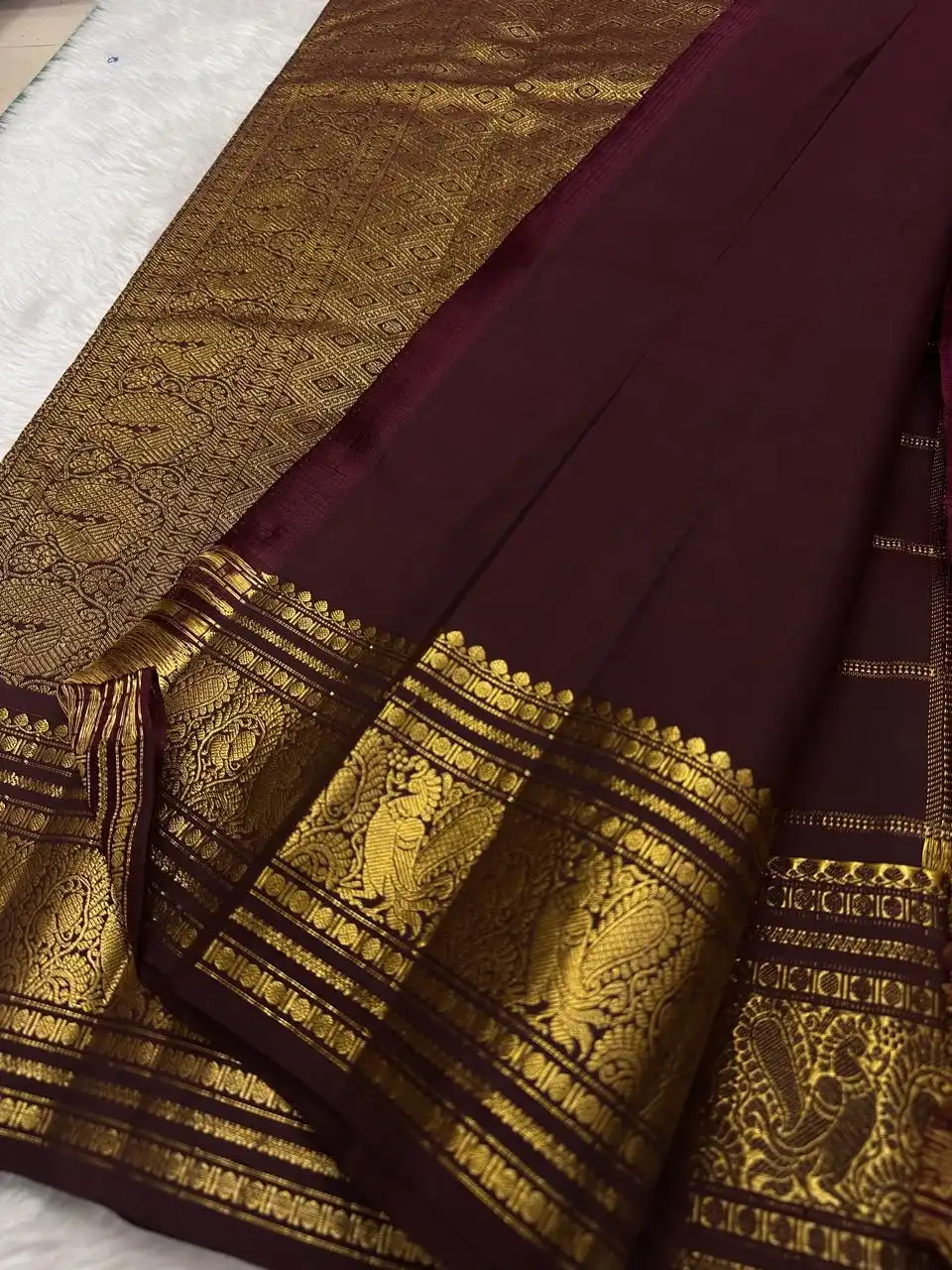 Deep Brown Kanchi Light Weight Silk Saree